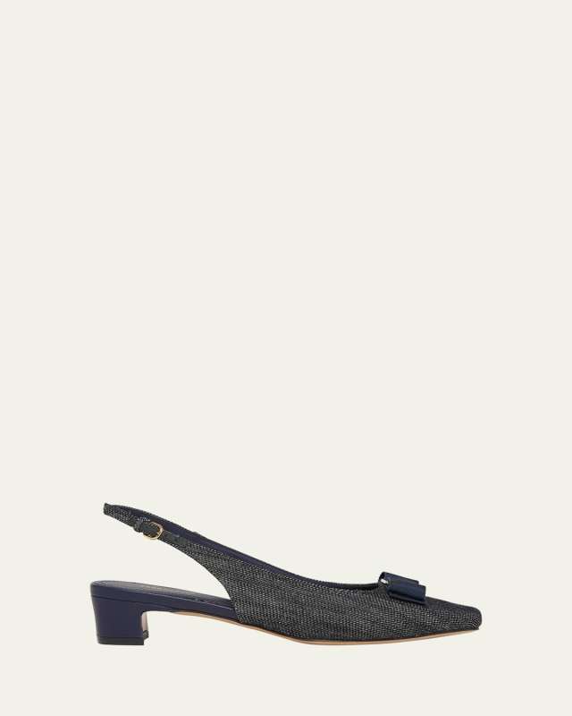 Rivada Denim Bow Slingback Pumps